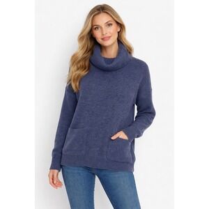 Naked Cashmere Wool Cashmere Cowl Neck Sweater Size S Blue Ribbed Oversized